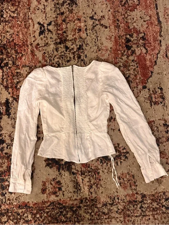 Reformation White Lace-Up Square Neck Blouse - Picture 3 of 3